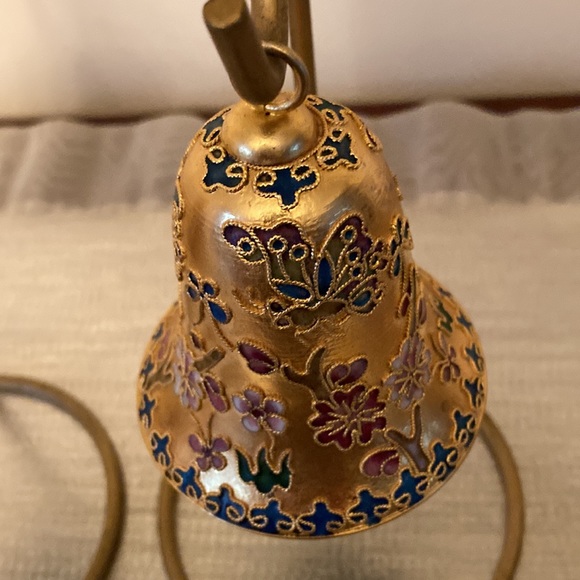 Vintage Cloisonné Enamelled Floral Design Bells set of 2 - Picture 2 of 9